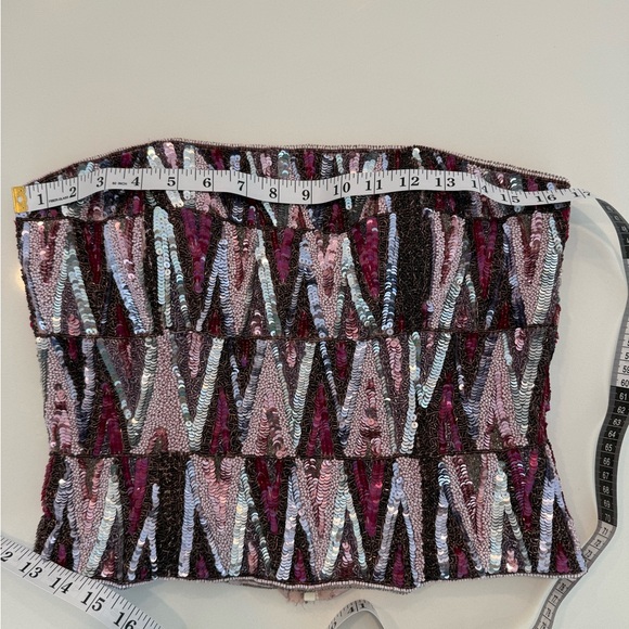 Vintage Scala Sequin Strapless Beaded Corset Top with Geometric Pattern - Picture 12 of 14